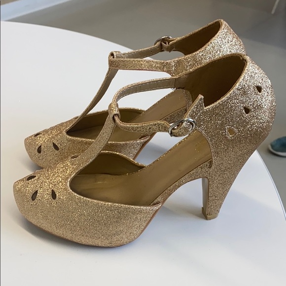Gold glittery heels - Picture 2 of 4